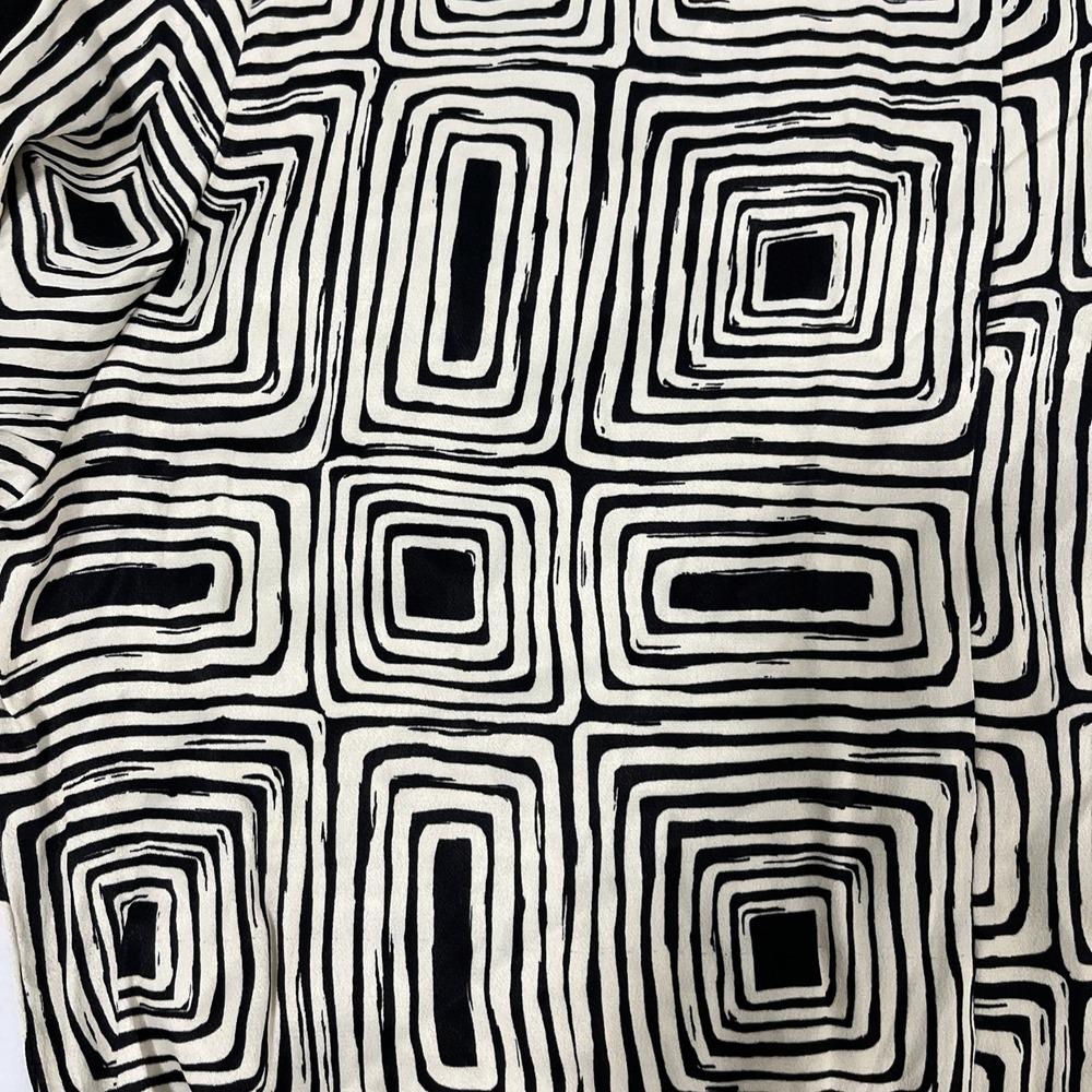 NWT ZARA M Blouse‎ Womens Black/Beige Geometric Print Drawstring Casual Office - Picture 10 of 10